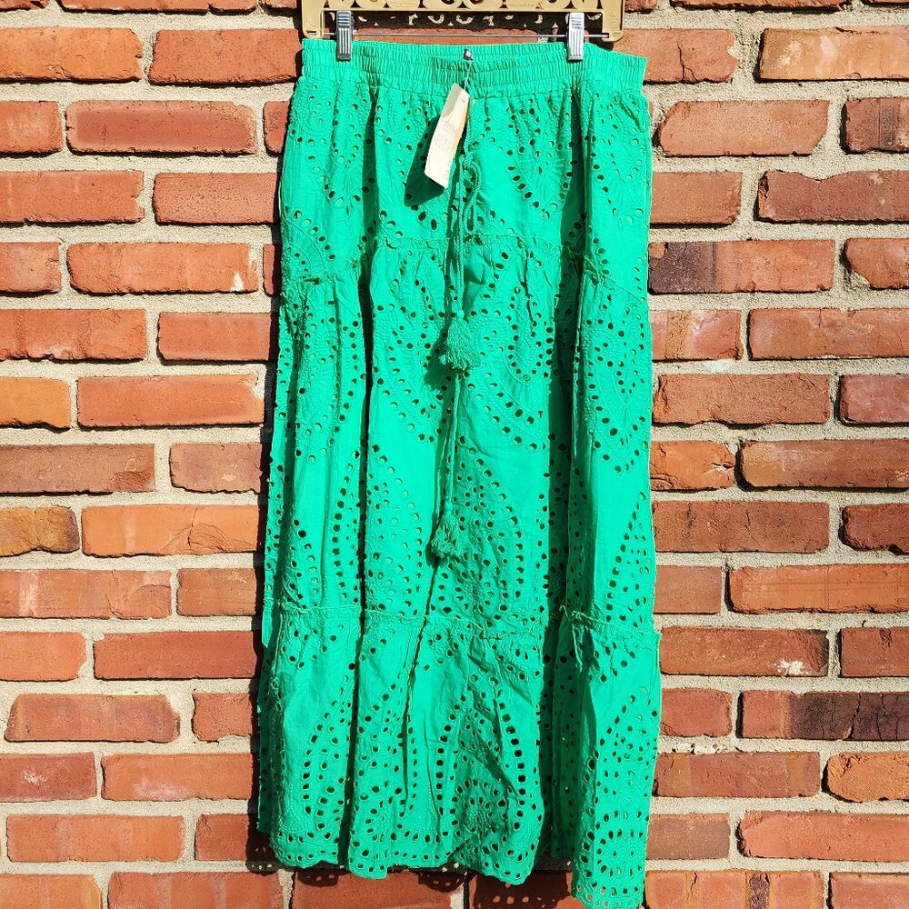 Boho Maxi Eyelet Skirt NWT